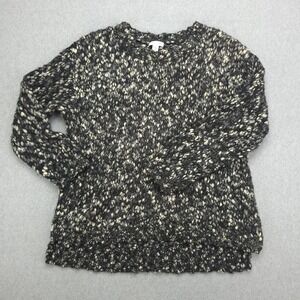J.Jill Sweater Women's S Petite Black‎ Gray Wool Blend Chunky Knit